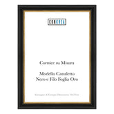 Cornice Classica su Misura - Modello Canaletto Nero e Foglia Oro